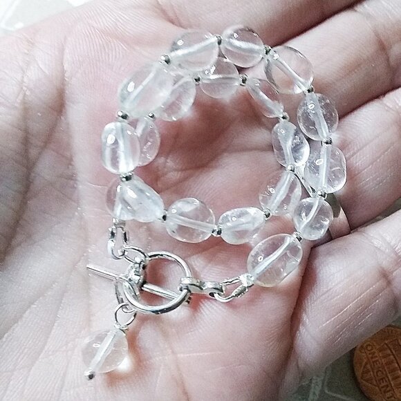 Clear Quartz Bracelet | Sparkling Crystal | Handmade Winter Holiday Gift Jewelry - Picture 3 of 9